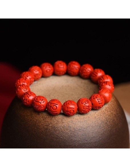 Beaded Bracelets Mens Bracelet Beaded Bracelets for Women Cinnabar Buddha Beads Tibetan Buddhist Buddha Prayer Mala Bracelet Bangle Perfect for Men or Women.(Color:8cm,Size:)