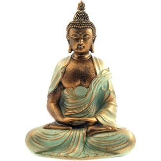 7.5" Gold Buddha Statue for Home Decor - Serene Meditation Decor, Zen-Inspired Buddha Sculpture with Blessing Services Included