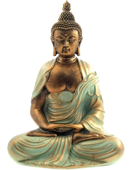 7.5" Gold Buddha Statue for Home Decor - Serene Meditation Decor, Zen-Inspired Buddha Sculpture with Blessing Services Included