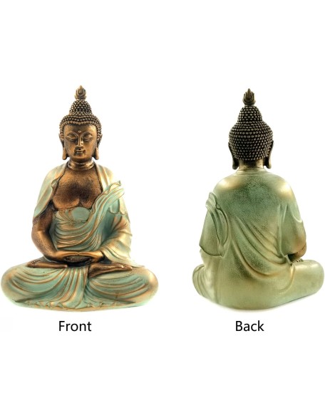 7.5" Gold Buddha Statue for Home Decor - Serene Meditation Decor, Zen-Inspired Buddha Sculpture with Blessing Services Included