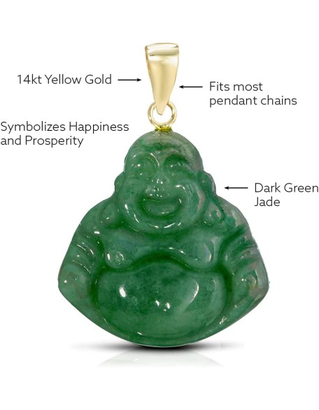 14K Yellow Gold Dainty Happy Buddha Pendant