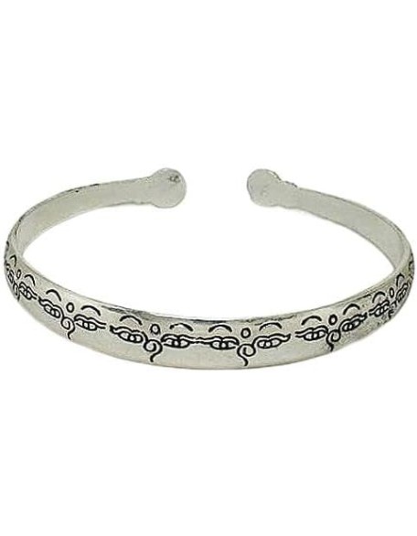 2 Pcs Tibetan Carved Repetitive Buddha Eye Dorje Amulet Cuff Bracelet