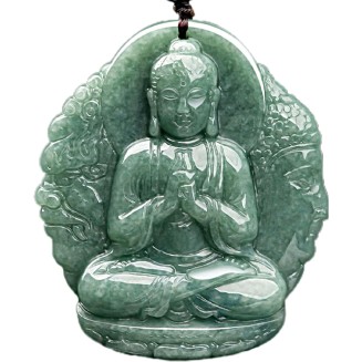 Natural Jade Buddha Necklace Pendant Certified Grade A Untreated Burmese Jadeite Hand Carved Tathagata Amulet for Men and Women