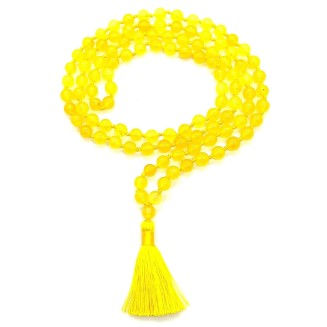 Hand-Knotted Yellow Jade Mala Necklace (8mm, 108 Beads) - Embrace Joy & Abundance - Virgo Birthstone & Solar Plexus Harmony