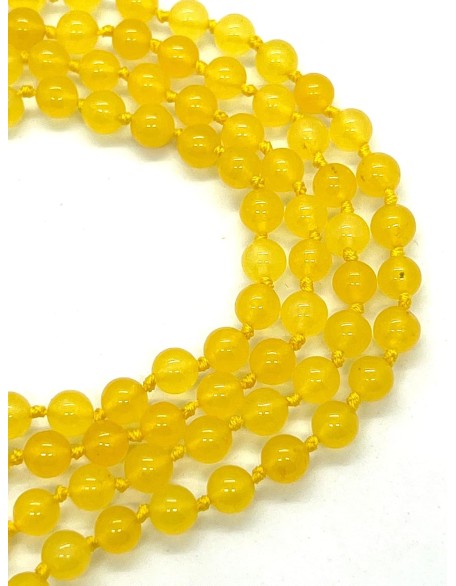 Hand-Knotted Yellow Jade Mala Necklace (8mm, 108 Beads) - Embrace Joy & Abundance - Virgo Birthstone & Solar Plexus Harmony