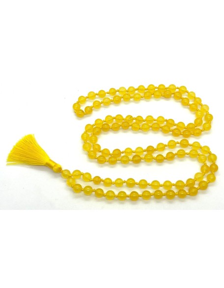 Hand-Knotted Yellow Jade Mala Necklace (8mm, 108 Beads) - Embrace Joy & Abundance - Virgo Birthstone & Solar Plexus Harmony