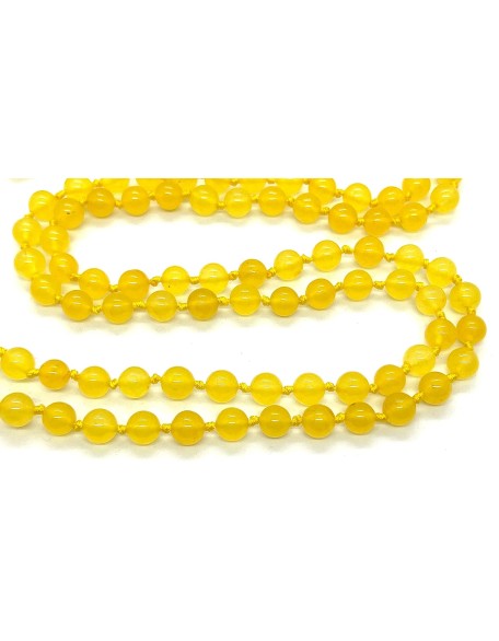 Hand-Knotted Yellow Jade Mala Necklace (8mm, 108 Beads) - Embrace Joy & Abundance - Virgo Birthstone & Solar Plexus Harmony