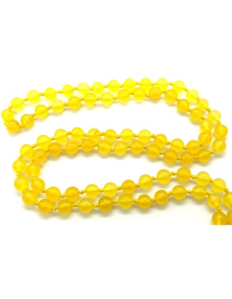 Hand-Knotted Yellow Jade Mala Necklace (8mm, 108 Beads) - Embrace Joy & Abundance - Virgo Birthstone & Solar Plexus Harmony