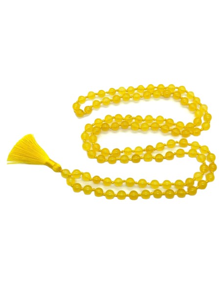 Hand-Knotted Yellow Jade Mala Necklace (8mm, 108 Beads) - Embrace Joy & Abundance - Virgo Birthstone & Solar Plexus Harmony