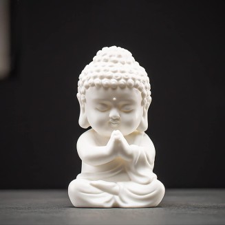 Buddah Statue for Home Décor,Yoga Meditation Buddha Statue Small,Porcelain White Baby Buddah Statue for Zen 4 inch (Art Deco)