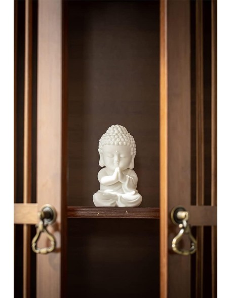 Buddah Statue for Home Décor,Yoga Meditation Buddha Statue Small,Porcelain White Baby Buddah Statue for Zen 4 inch (Art Deco)