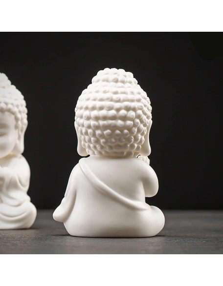 Buddah Statue for Home Décor,Yoga Meditation Buddha Statue Small,Porcelain White Baby Buddah Statue for Zen 4 inch (Art Deco)