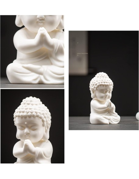 Buddah Statue for Home Décor,Yoga Meditation Buddha Statue Small,Porcelain White Baby Buddah Statue for Zen 4 inch (Art Deco)