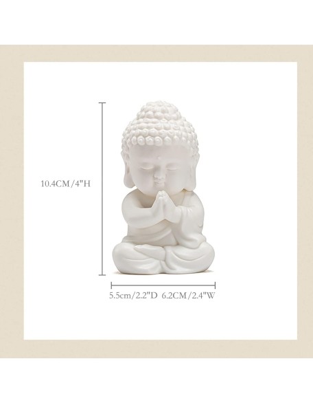 Buddah Statue for Home Décor,Yoga Meditation Buddha Statue Small,Porcelain White Baby Buddah Statue for Zen 4 inch (Art Deco)