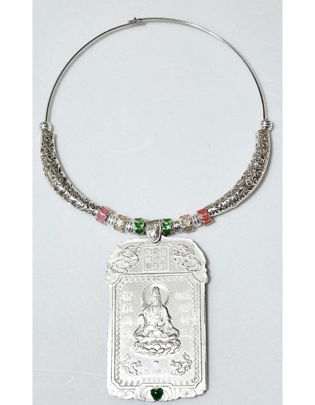 Big Solid Shiny Silver Bullion 2 Sided Buddha Amulet Pendant Handmade Necklace Earrings