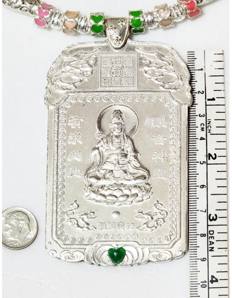 Big Solid Shiny Silver Bullion 2 Sided Buddha Amulet Pendant Handmade Necklace Earrings