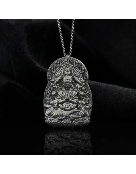 Buddha Necklace, Buddha Pendant, Tibetan Pendant Necklace, Silver Lotus Flower Necklace, Hindu Jewelry, Tibetan Buddhist Pendant