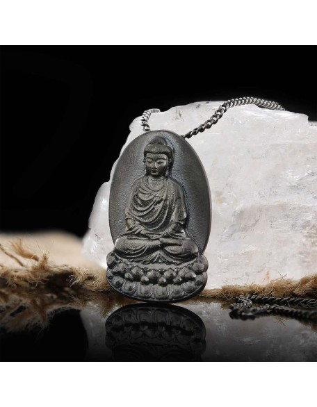 Buddha Talisman, Buddha Necklace, Buddhist Necklace, Hindu Silver Jewelry, Tibetan Pendant Necklace, Buddha Pendant, Meditation Charm