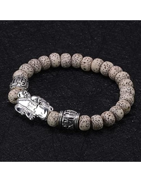 Dragon Bracelet Natural Gemstone and Tibetan Silver, Pixiu Bracelet, Feng Shui Bracelet, Sterling Silver, Six Words OM Beads Buddha Jewelry