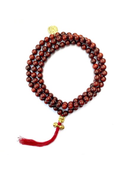 Impermanence - 8mm Natural Padauk Wood 108 Mala Meditation Beads - Tibetan traditional prayer beads