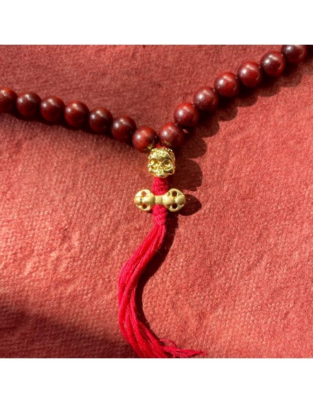 Impermanence - 8mm Natural Padauk Wood 108 Mala Meditation Beads - Tibetan traditional prayer beads