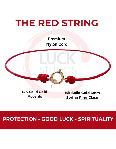 Extra thin Red string bracelet with 14K solid yellow gold Clasp - red cord jewelry for Men Women Unisex - Kabbalah protection Good Luck Amulet Red Thread Gift