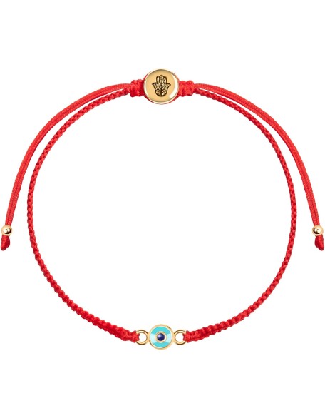 - Spiritual Strength - Women's 18K Gold Plated Brass Elephant & Evil Eye Charm Red String Adjustable Bracelet To Bring Energies of Beauty Handmade in Bali