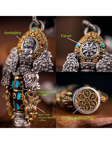 Bracelet Tibetan Nine Eyes Dzi Bead Necklace,Rotating Dzi Bead Pendant,Luxury Sweater Chain,Tibet Tianyan,Feng Shui Buddhist Meditation Luck Amulet,Attract Good Luck Gifts For Men Women-Dzi bead neckl