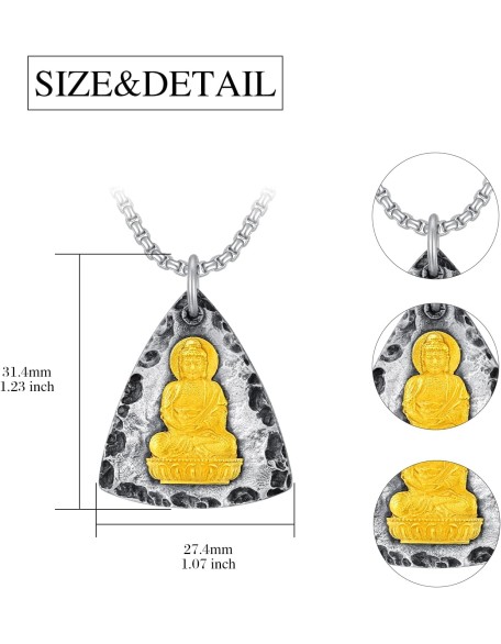 Fathers Gift Buddha Necklace for Men Women 925 Sterling Silver/14K Gold Plated Buddhist Necklace Chinese Lucky Talisman Amulet Protection Ideal Gifts for Christmas Xmas