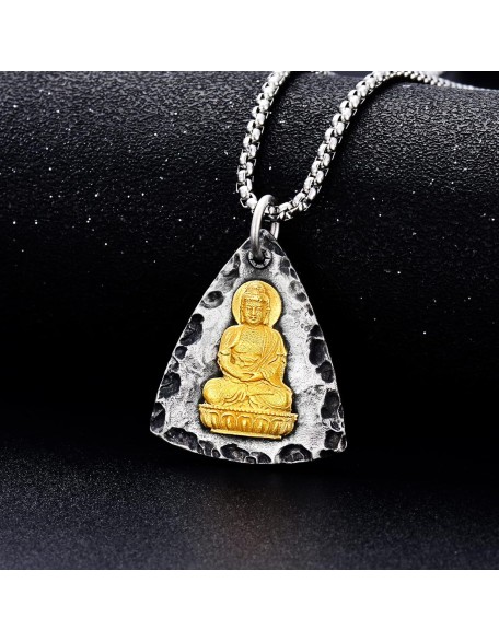 Fathers Gift Buddha Necklace for Men Women 925 Sterling Silver/14K Gold Plated Buddhist Necklace Chinese Lucky Talisman Amulet Protection Ideal Gifts for Christmas Xmas