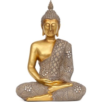 Buddha Statue for Home Decor Gold 12.4”-Buddha Statues for Zen Decor - Spiritual Décor-Buddha Decor for Living Room-Buda – Budda – Indoor Buddha Gift for Relaxation, Meditation or Shrine…