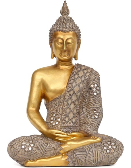 Buddha Statue for Home Decor Gold 12.4”-Buddha Statues for Zen Decor - Spiritual Décor-Buddha Decor for Living Room-Buda – Budda – Indoor Buddha Gift for Relaxation, Meditation or Shrine…