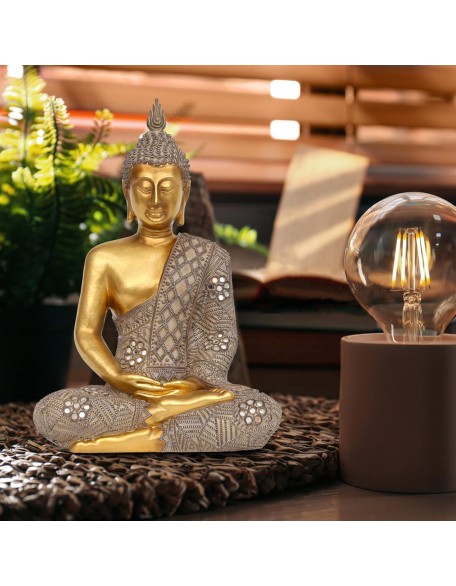 Buddha Statue for Home Decor Gold 12.4”-Buddha Statues for Zen Decor - Spiritual Décor-Buddha Decor for Living Room-Buda – Budda – Indoor Buddha Gift for Relaxation, Meditation or Shrine…