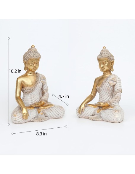 Buddha Statue for Home Decor Gold 10.2''-Buddha Statues for Zen Decor - Buddha Statue Large for Spiritual-Buddha Decor for Living Room-Buda – Indoor Buddha Gift for Relaxation, Meditation or Shrine