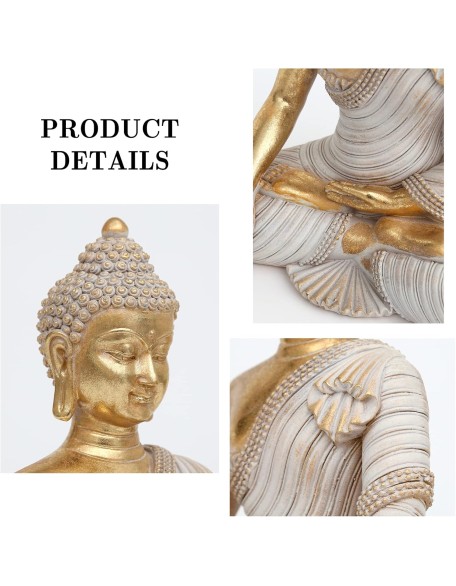 Buddha Statue for Home Decor Gold 10.2''-Buddha Statues for Zen Decor - Buddha Statue Large for Spiritual-Buddha Decor for Living Room-Buda – Indoor Buddha Gift for Relaxation, Meditation or Shrine