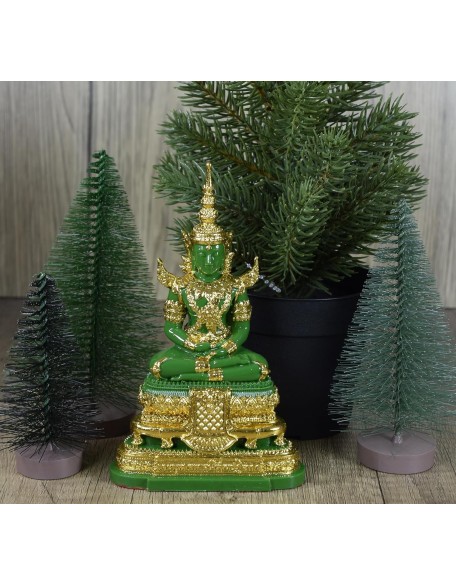 Emerald Buddha Statue Realistic Designed Knee to Knee 2" H. 6" H Jade Buddha Thai Buddha Statue for Home Decor Buddha Gift Buddha Sculpture Buddha Figurines (Summer)