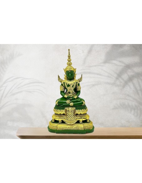 Emerald Buddha Statue Realistic Designed Knee to Knee 2" H. 6" H Jade Buddha Thai Buddha Statue for Home Decor Buddha Gift Buddha Sculpture Buddha Figurines (Summer)