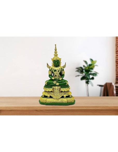 Emerald Buddha Statue Realistic Designed Knee to Knee 2" H. 6" H Jade Buddha Thai Buddha Statue for Home Decor Buddha Gift Buddha Sculpture Buddha Figurines (Summer)