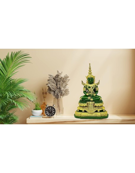 Emerald Buddha Statue Realistic Designed Knee to Knee 2" H. 6" H Jade Buddha Thai Buddha Statue for Home Decor Buddha Gift Buddha Sculpture Buddha Figurines (Summer)