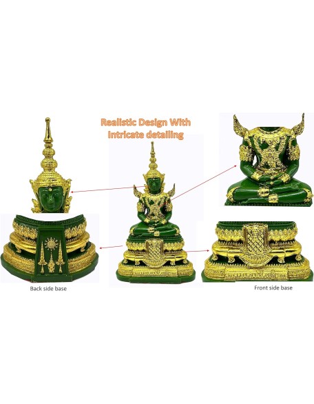 Emerald Buddha Statue Realistic Designed Knee to Knee 2" H. 6" H Jade Buddha Thai Buddha Statue for Home Decor Buddha Gift Buddha Sculpture Buddha Figurines (Summer)