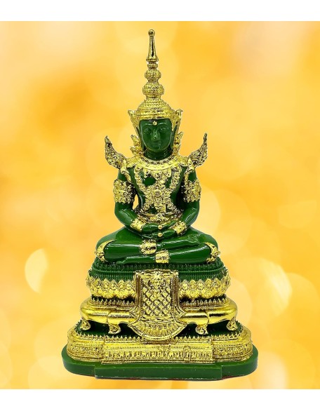 Emerald Buddha Statue Realistic Designed Knee to Knee 2" H. 6" H Jade Buddha Thai Buddha Statue for Home Decor Buddha Gift Buddha Sculpture Buddha Figurines (Summer)