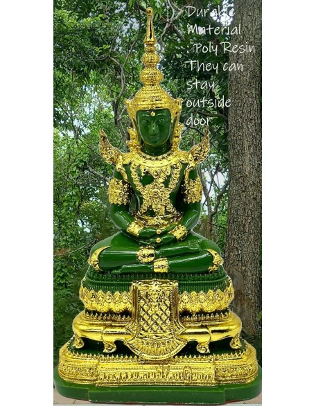 Emerald Buddha Statue Realistic Designed Knee to Knee 2" H. 6" H Jade Buddha Thai Buddha Statue for Home Decor Buddha Gift Buddha Sculpture Buddha Figurines (Summer)