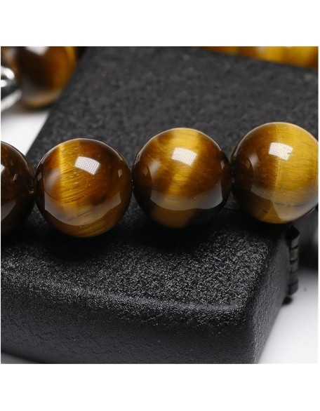 Natural A Grade Tiger Eye Stone 12MM Beads Buddhist Tibetan Buddha Strand Bracelet Vintage Charm Bracelets Men Women Handmade