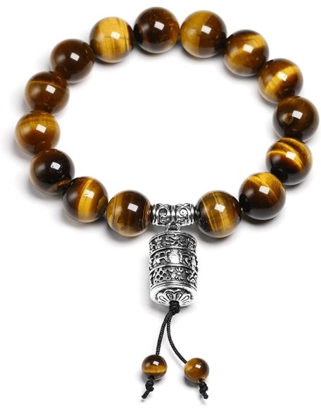 Natural A Grade Tiger Eye Stone 12MM Beads Buddhist Tibetan Buddha Strand Bracelet Vintage Charm Bracelets Men Women Handmade