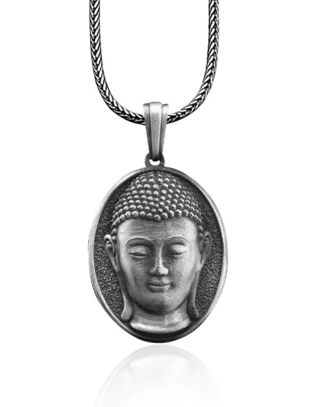 BySilverStone Jewelry - Buddha Handmade Sterling Silver Men Charm Necklace, The Meditating Buddha Silver Jewelry, Buddha Pendant, Buddism Necklace, Memorial Gift