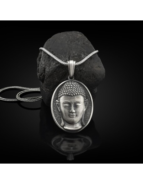 BySilverStone Jewelry - Buddha Handmade Sterling Silver Men Charm Necklace, The Meditating Buddha Silver Jewelry, Buddha Pendant, Buddism Necklace, Memorial Gift