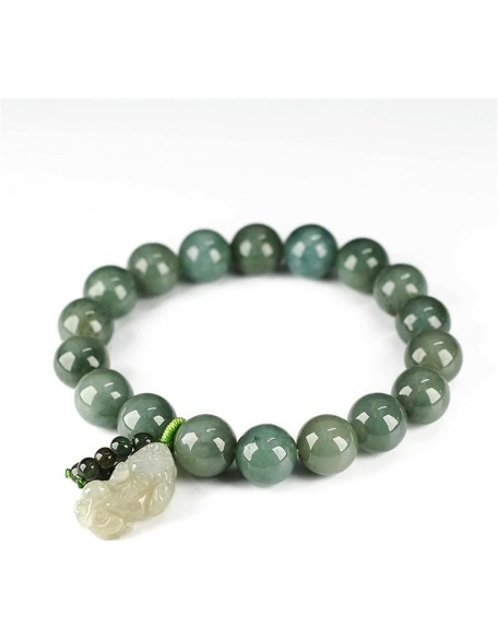 Buddhist Prayer Bead Bracelet,Buddha Meditation Beads Bangle,jewelry 10mm Jadeite Bracelet Oil green Pixiu Men and Women Charm Bracelets Beads Accessories Birthday Gift Green Bracelets (Color : Green)