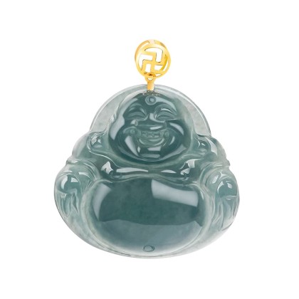 S925 Silver Natural Jadeite Buddha Pendant Women's Luxury Jade Necklace with 18 inch Chain Lucky Jewelry Gift for Her