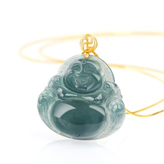 S925 Silver Natural Jadeite Buddha Pendant Women's Luxury Jade Necklace with 18 inch Chain Lucky Jewelry Gift for Her