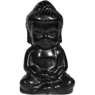 Rockcloud Pocket Stone Baby Buddha Crystal Statue for Home Decoration Zen Garden Spiritual Feng Shui Figurine, Black Obsidian